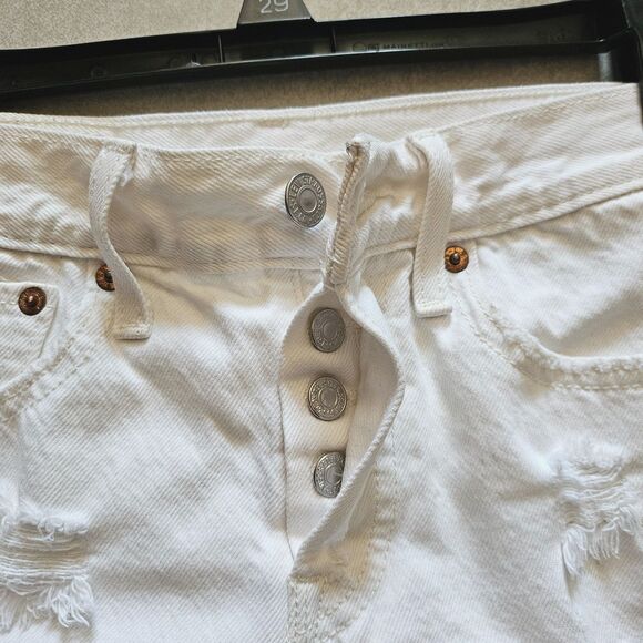 Levi's womens girls white shorts distressed size 24 xxs high waisted micro mini - Picture 3 of 5